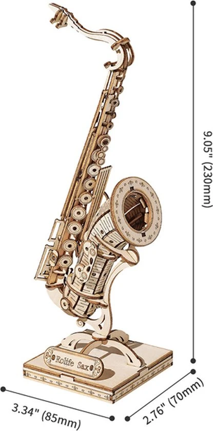 Robotime 3D Houten Puzzel Muziekinstrument Saxophone, TG309, 8,5x7x23cm - 6946785116793 8 Robotime 3D Houten Puzzel Muziekinstrument Saxophone, TG309, 8,5x7x23cm - 6946785116793 - Afbeelding 6