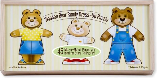 Melissa & Doug Mix 'n Match Houten Berenfamilie Om Aan Te Kleden Met Opslagdoos (45-delig) 4 Melissa & Doug Mix 'n Match Houten Berenfamilie Om Aan Te Kleden Met Opslagdoos (45-delig) - Afbeelding 2