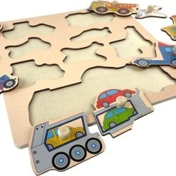 Pucts Houten Kinderpuzzel Voertuigen - Auto - Motor - Vliegtuig - Vrachtwagen -Exporteren puzzels winkel 550x344 2