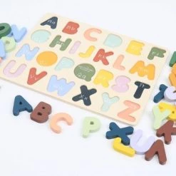 HOUTEN ALFABET PUZZEL - ALFABET PUZZEL HOUT Voor Kinderen Met Trendy Kleuren - Alfabet Leren - Speelgoed 3 JAAR -Mint And Milo -Exporteren puzzels winkel 550x366 21