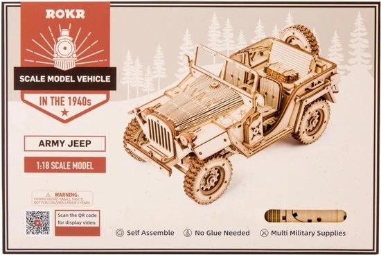 Robotime Modelbouwpakket Army Jeep 18,9 Cm Hout 369-delig 5 Robotime Modelbouwpakket Army Jeep 18,9 Cm Hout 369-delig - Afbeelding 3