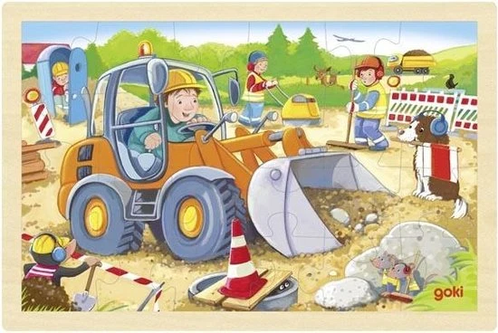 Goki Houten Puzzel Bouwplaats 3 Goki Houten Puzzel Bouwplaats