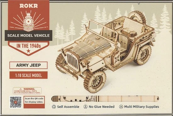 Robotime Modelbouwpakket Army Jeep 18,9 Cm Hout 369-delig 11 Robotime Modelbouwpakket Army Jeep 18,9 Cm Hout 369-delig - Afbeelding 9