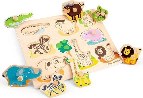 New Classic Toys Houten Legpuzzel Safari Dieren - 8 Puzzelstukjes - FSC 100%-gecertificeerd Hout 5 New Classic Toys Houten Legpuzzel Safari Dieren - 8 Puzzelstukjes - FSC 100%-gecertificeerd Hout - Afbeelding 3