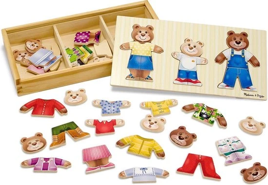 Melissa & Doug Mix 'n Match Houten Berenfamilie Om Aan Te Kleden Met Opslagdoos (45-delig) 5 Melissa & Doug Mix 'n Match Houten Berenfamilie Om Aan Te Kleden Met Opslagdoos (45-delig) - Afbeelding 3