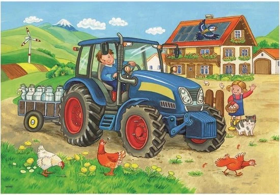 Ravensburger Puzzel Op De Bouwplaats En Boerderij - 2x12 Stukjes - Kinderpuzzel 6 Ravensburger Puzzel Op De Bouwplaats En Boerderij - 2x12 Stukjes - Kinderpuzzel - Afbeelding 4