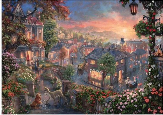 Schmidt Disney Classics - Lady & The Tramp/ Lady & De Vagebond Puzzel - 1000 Stukjes 4 Schmidt Disney Classics - Lady & The Tramp/ Lady & De Vagebond Puzzel - 1000 Stukjes - Afbeelding 2