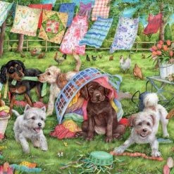 Falcon De Luxe Puppies In The Garden 1000 Stukjes - Legpuzzel Voor Volwassenen -Exporteren puzzels winkel 550x392 125