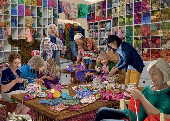 Falcon Puzzel Knitting Club - Legpuzzel - 1000 Stukjes 4 Falcon Puzzel Knitting Club - Legpuzzel - 1000 Stukjes - Afbeelding 2