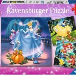 Ravensburger Puzzel Disney Princess - Sneeuwwitje, Assepoester & Ariel - 3x49 Stukjes - Kinderpuzzel