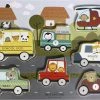 Mint And Milo Houten Voertuigen Puzzel - HOUTEN VOERTUIGEN PUZZEL MET DIEREN - HOUTEN VORMENPUZZEL MET AUTO'S - Houten Auto Puzzel - Houten Puzzel Vanaf 2 Jaar - Educatief Speelgoed - MET EEN GRATIS ABC POSTER KAART ERBIJ