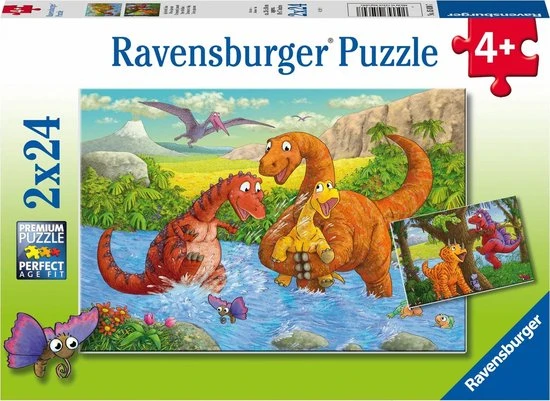 Ravensburger Puzzel Vrolijke Dino's - 2x24 Stukjes - Kinderpuzzel 3 Ravensburger Puzzel Vrolijke Dino's - 2x24 Stukjes - Kinderpuzzel