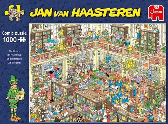 Jan Van Haasteren De Bibliotheek Puzzel - 1000 Stukjes 12 Jan Van Haasteren De Bibliotheek Puzzel - 1000 Stukjes - Afbeelding 10