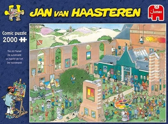 Jan Van Haasteren De Kunstmarkt Puzzel - 2000 Stukjes 13 Jan Van Haasteren De Kunstmarkt Puzzel - 2000 Stukjes - Afbeelding 11