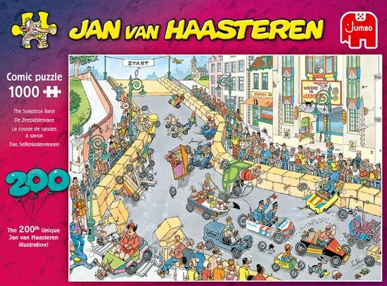 Jan Van Haasteren 200ste Legpuzzel - Zeepkisten Race Puzzel - 1000 Stukjes 5 Jan Van Haasteren 200ste Legpuzzel - Zeepkisten Race Puzzel - 1000 Stukjes - Afbeelding 3