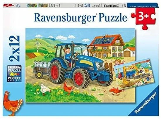 Ravensburger Puzzel Op De Bouwplaats En Boerderij - 2x12 Stukjes - Kinderpuzzel 11 Ravensburger Puzzel Op De Bouwplaats En Boerderij - 2x12 Stukjes - Kinderpuzzel - Afbeelding 9