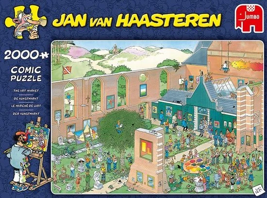 Jan Van Haasteren De Kunstmarkt Puzzel - 2000 Stukjes 12 Jan Van Haasteren De Kunstmarkt Puzzel - 2000 Stukjes - Afbeelding 10