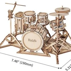 Robotime 3D Houtenpuzzel Muziekinstrument Drumstel, TG409, 19x13,5x11cm - 6946785116816 -Exporteren puzzels winkel 550x411 5