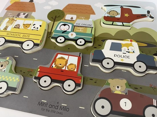 Mint And Milo Houten Voertuigen Puzzel - HOUTEN VOERTUIGEN PUZZEL MET DIEREN - HOUTEN VORMENPUZZEL MET AUTO'S - Houten Auto Puzzel - Houten Puzzel Vanaf 2 Jaar - Educatief Speelgoed - MET EEN GRATIS ABC POSTER KAART ERBIJ 6 Mint And Milo Houten Voertuigen Puzzel - HOUTEN VOERTUIGEN PUZZEL MET DIEREN - HOUTEN VORMENPUZZEL MET AUTO'S - Houten Auto Puzzel - Houten Puzzel Vanaf 2 Jaar - Educatief Speelgoed - MET EEN GRATIS ABC POSTER KAART ERBIJ - Afbeelding 4