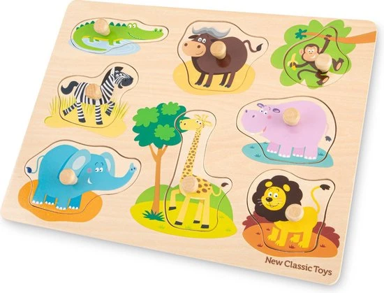 New Classic Toys Houten Legpuzzel Safari Dieren - 8 Puzzelstukjes - FSC 100%-gecertificeerd Hout 3 New Classic Toys Houten Legpuzzel Safari Dieren - 8 Puzzelstukjes - FSC 100%-gecertificeerd Hout