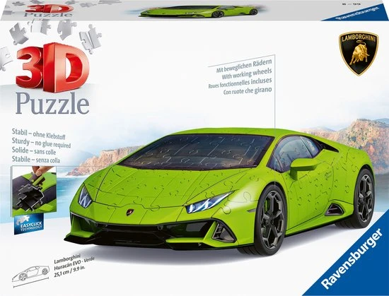 Ravensburger Lamborghini Hurac N EVO Groen - 3D Puzzel - 108 Stukjes 3 Ravensburger Lamborghini Hurac N EVO Groen - 3D Puzzel - 108 Stukjes