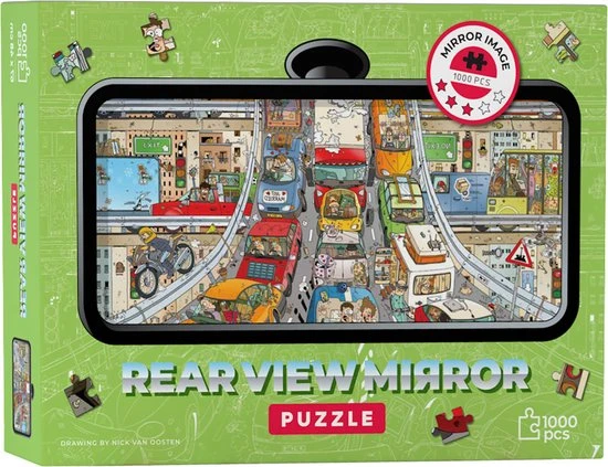 Rear View Mirror Puzzle Rear View Mirror Puzzel Verkeersdrukte - 1000 Stukjes 4 Rear View Mirror Puzzle Rear View Mirror Puzzel Verkeersdrukte - 1000 Stukjes - Afbeelding 2