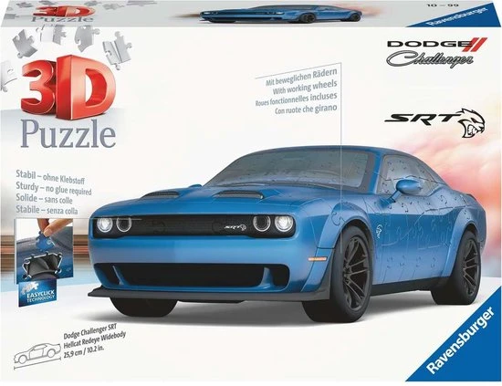 Ravensburger Puzzle 3D Dodge Challenger Hellcat Widebody - 3D Puzzel - 108 Stukjes 6 Ravensburger Puzzle 3D Dodge Challenger Hellcat Widebody - 3D Puzzel - 108 Stukjes - Afbeelding 4