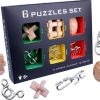 Merkloos IQ Puzzel 3D - Metaal En Hout - 6 Verschillende Breinbrekers