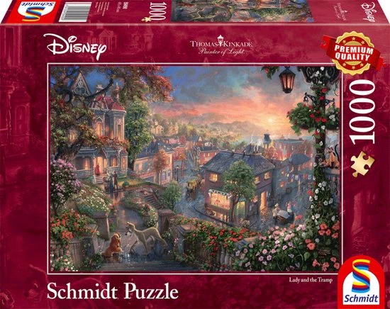 Schmidt Disney Classics - Lady & The Tramp/ Lady & De Vagebond Puzzel - 1000 Stukjes 5 Schmidt Disney Classics - Lady & The Tramp/ Lady & De Vagebond Puzzel - 1000 Stukjes - Afbeelding 3