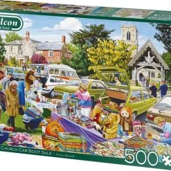 Jumbo Falcon Puzzel Village Church Car Boot Sale - Legpuzzel - 500 Stukjes -Exporteren puzzels winkel 550x446 3