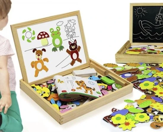 Magnetische Dieren Puzzel & Krijtbord - Alles In 1 Houten Speelbox - Multifunctioneel - 71 Stukken - XD Xtreme 4 Magnetische Dieren Puzzel & Krijtbord - Alles In 1 Houten Speelbox - Multifunctioneel - 71 Stukken - XD Xtreme - Afbeelding 2