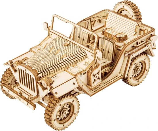 Robotime Modelbouwpakket Army Jeep 18,9 Cm Hout 369-delig 3 Robotime Modelbouwpakket Army Jeep 18,9 Cm Hout 369-delig
