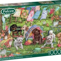 Falcon De Luxe Puppies In The Garden 1000 Stukjes - Legpuzzel Voor Volwassenen