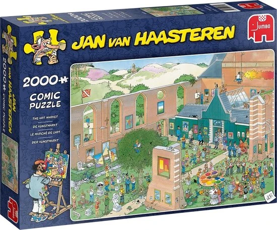 Jan Van Haasteren De Kunstmarkt Puzzel - 2000 Stukjes 3 Jan Van Haasteren De Kunstmarkt Puzzel - 2000 Stukjes