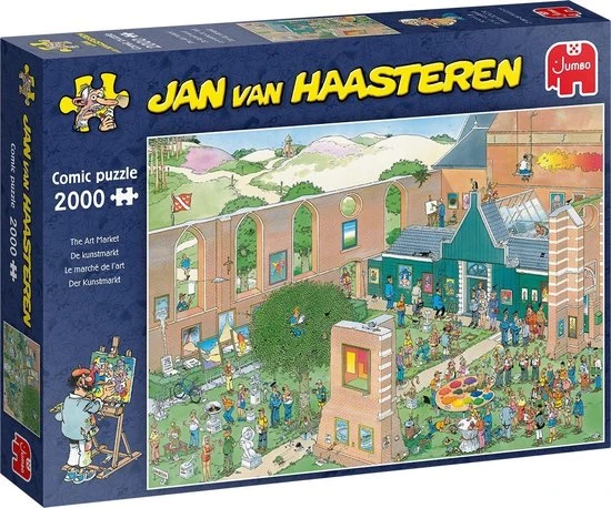 Jan Van Haasteren De Kunstmarkt Puzzel - 2000 Stukjes 10 Jan Van Haasteren De Kunstmarkt Puzzel - 2000 Stukjes - Afbeelding 8