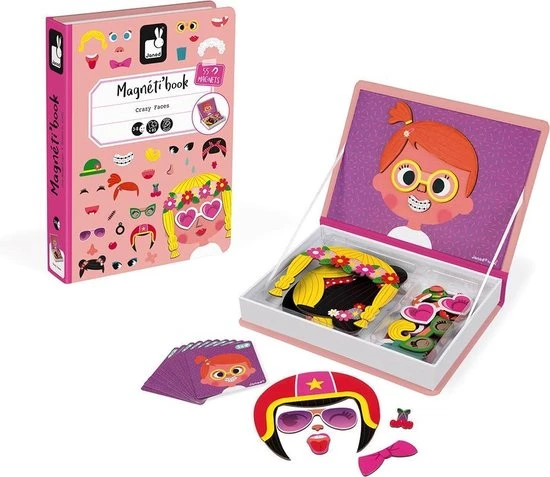 Janod Magnetibook - Gekke Gezichten Meisjes 8 Janod Magnetibook - Gekke Gezichten Meisjes - Afbeelding 6