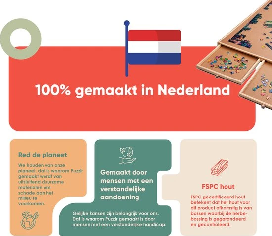 Puzzlr - Puzzelbord Met Opbergsysteem - Houten Puzzelplaat Onderlegger Met 6 Laden - 1500 Stukjes 5 Puzzlr - Puzzelbord Met Opbergsysteem - Houten Puzzelplaat Onderlegger Met 6 Laden - 1500 Stukjes - Afbeelding 3