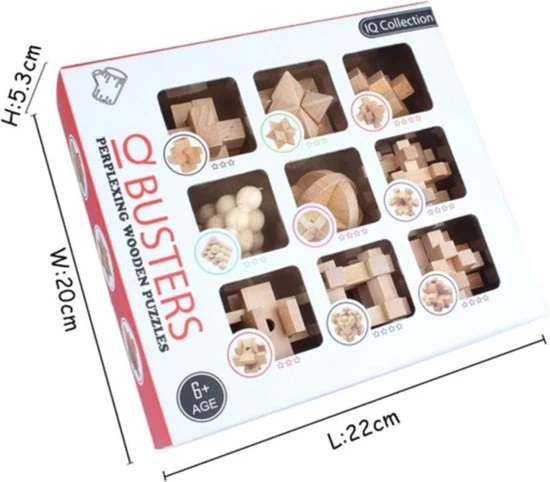 ICollection IQ Puzzel 3D - Hout - 9 Verschillende Hersenkrakers 5 ICollection IQ Puzzel 3D - Hout - 9 Verschillende Hersenkrakers - Afbeelding 3