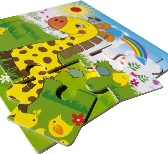 Aslan? 4 Houten Puzzels Van 9 Stukjes - Dieren: Panda, Kikker, Olifant En Giraffe - Voor Kinderen Van 1-4 Jaar 4 Aslan? 4 Houten Puzzels Van 9 Stukjes - Dieren: Panda, Kikker, Olifant En Giraffe - Voor Kinderen Van 1-4 Jaar - Afbeelding 2