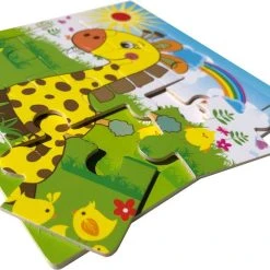 Aslan? 2 Houten Puzzels Van 9 Stukjes - Dieren: Olifant En Giraffe - Voor Kinderen Van 1-4 Jaar -Exporteren puzzels winkel 550x505 3