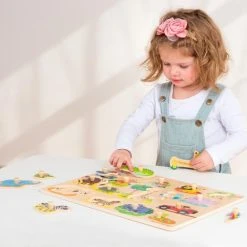 New Classic Toys Houten Legpuzzel Safari Dieren - 16 Puzzelstukjes - FSC 100%-gecertificeerd Hout -Exporteren puzzels winkel 550x512 1