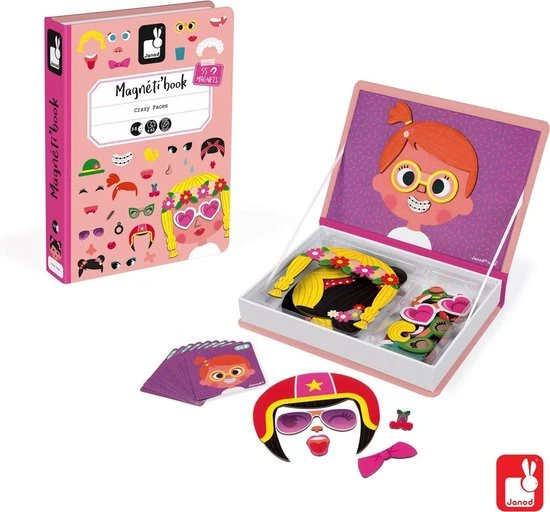 Janod Magnetibook - Gekke Gezichten Meisjes 12 Janod Magnetibook - Gekke Gezichten Meisjes - Afbeelding 10