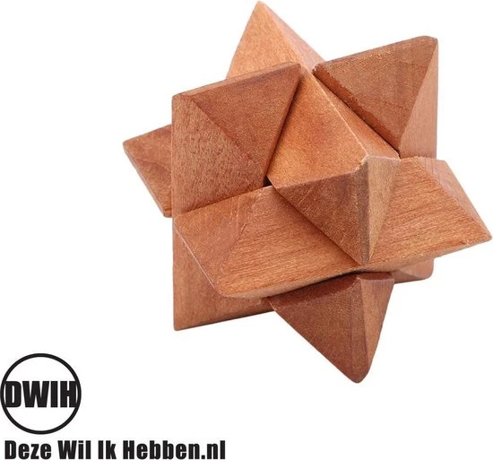 Merkloos Set Van 6 Houten IQ Puzzels - Breinbrekers - 3D Puzzel 11 Merkloos Set Van 6 Houten IQ Puzzels - Breinbrekers - 3D Puzzel - Afbeelding 9