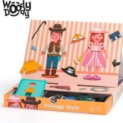 Magneet Boek Zelfkleden Mode Knutsel Pakket Meisjes En Jongens Met Vintage Kleding - Magnetibook Verkleden - Creatief Knutselen Kinderen - WoodyDoody -Exporteren puzzels winkel 550x518 5