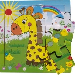 Aslan? 2 Houten Puzzels Van 9 Stukjes - Dieren: Olifant En Giraffe - Voor Kinderen Van 1-4 Jaar -Exporteren puzzels winkel 550x533 4