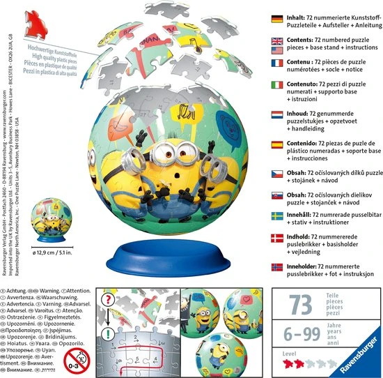 Ravensburger Minions 2 Puzzleball - 3D Puzzel - 72 Stukjes 7 Ravensburger Minions 2 Puzzleball - 3D Puzzel - 72 Stukjes - Afbeelding 5