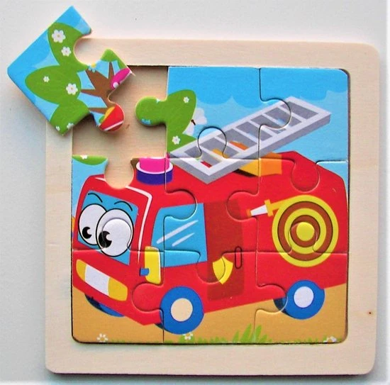 LS Goods Houten Puzzel - Brandweer Auto - 9 Delig - 11x11 Cm - Montessori 6 LS Goods Houten Puzzel - Brandweer Auto - 9 Delig - 11x11 Cm - Montessori - Afbeelding 4