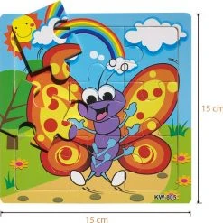 Aslan? 4 Houten Puzzels Van 9 Stukjes - Dieren: Tijger, Vlinder, Dolfijnen En Beer - Voor Kinderen Van 1-4 Jaar -Exporteren puzzels winkel 550x547 6