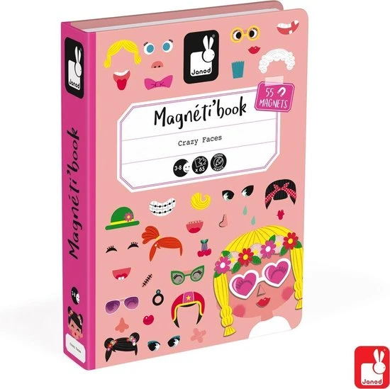 Janod Magnetibook - Gekke Gezichten Meisjes 11 Janod Magnetibook - Gekke Gezichten Meisjes - Afbeelding 9