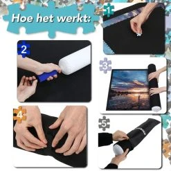 AWEMOZ Puzzelmat - Puzzelbord Ruimte Voor 500, 1000 & 1500 Stukjes - Puzzelen - Puzzel Voor Kinderen En Volwassenen - Oprolbare Legpuzzel Mat - Zwarte Portapuzzle - Opbergsysteem - Cadeau Voor Man & Vrouw -Exporteren puzzels winkel 550x550 266